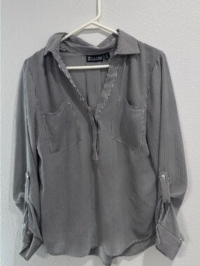 Black and White Vertical Stripe Shirt